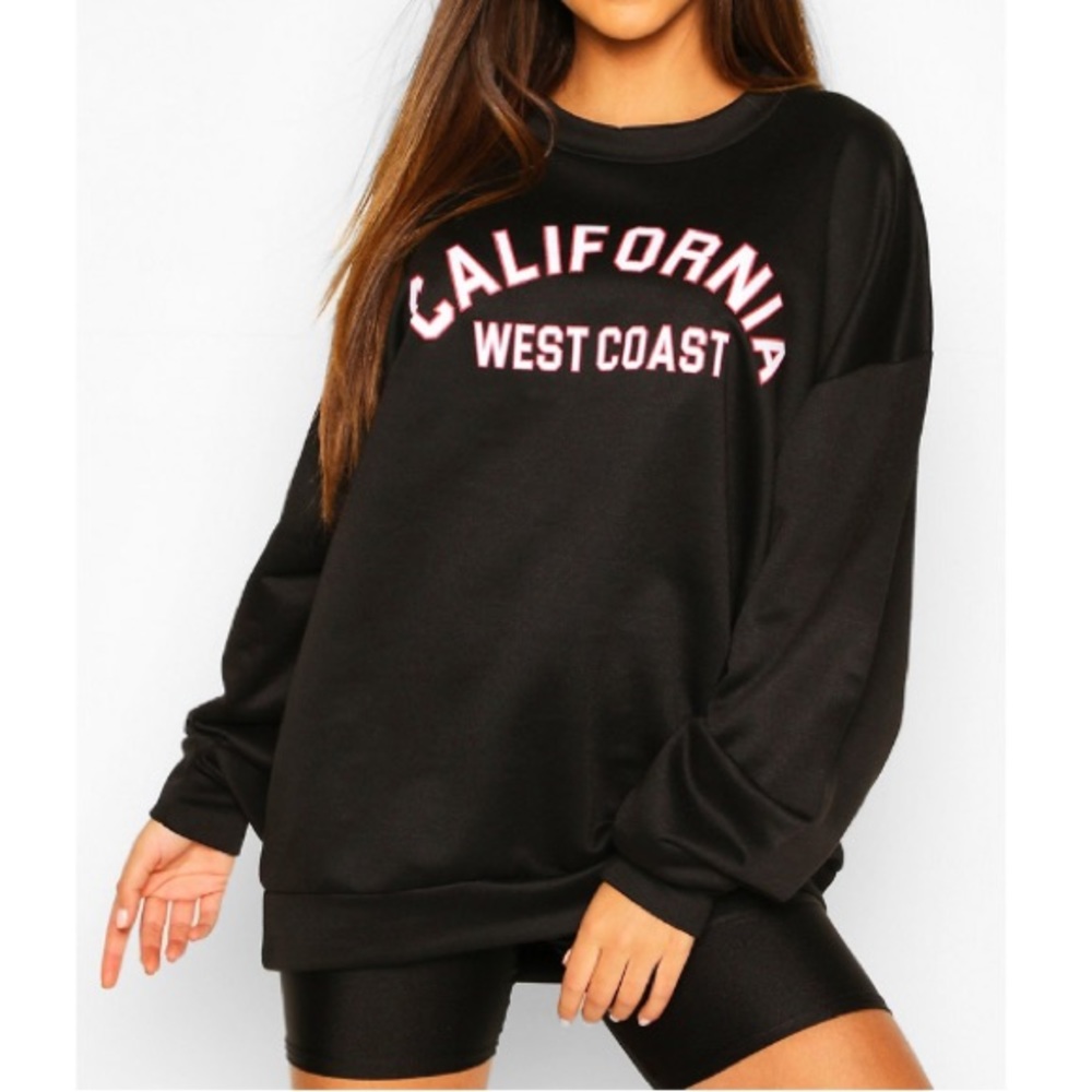 WORN ONCE oversized sweater- CALIFORNIA slogan